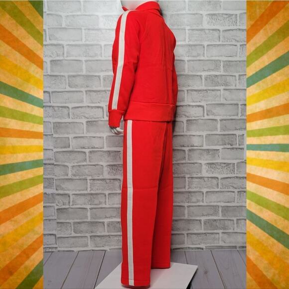 Vintage 80s Kids Red w/ White Stripe Tracksuit 2 Piece Set, Size Small 4/5 - Picture 4 of 8